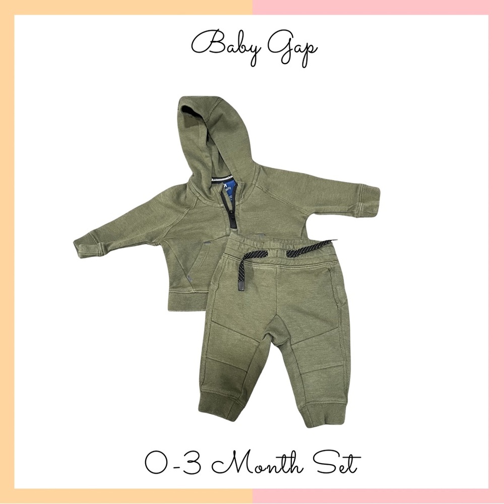 Baby GAP Fit Olive Hoodie + Joggers (0-3 Month)